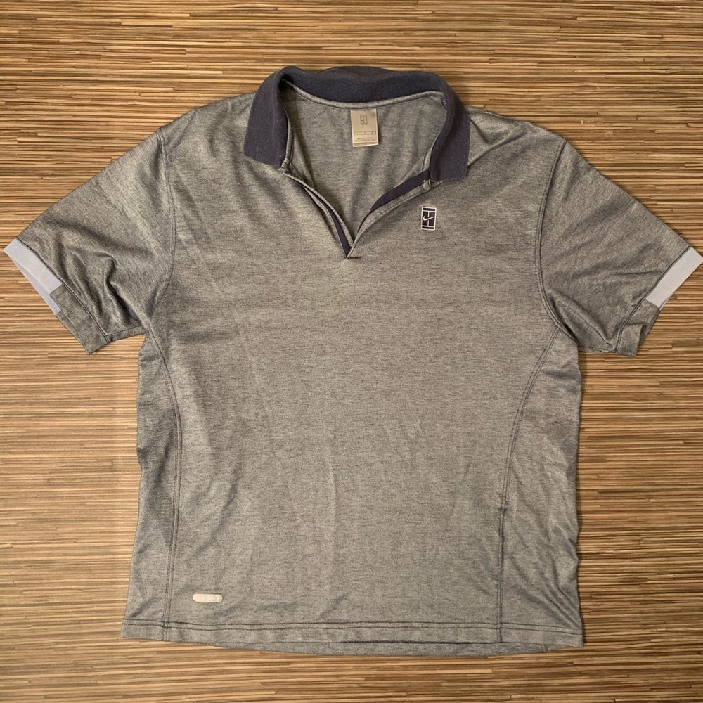 Nike Gray Dri-Fit Cotton Polyester Polo Size Large